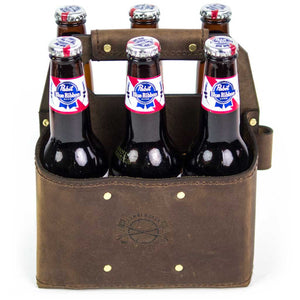 6 pack leather beer caddy
