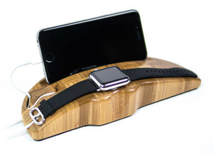Apple Watch Charging Stand Arc Duo in Bamboo with watch