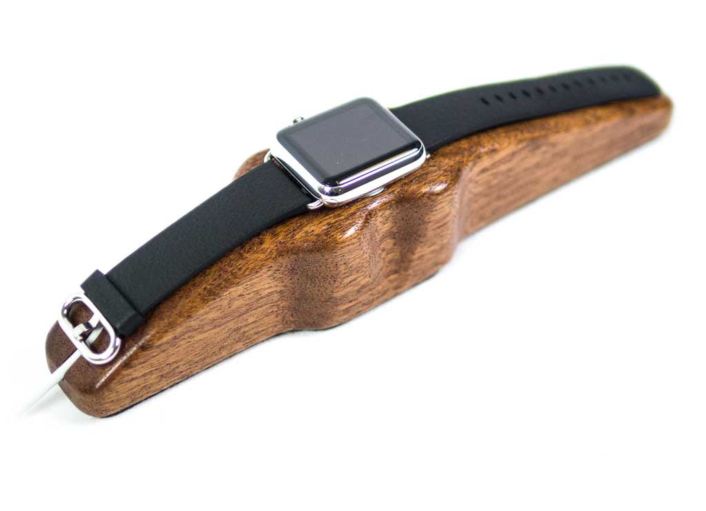 Apple Watch Charging Stand Arc Solo in Mahogany with watch