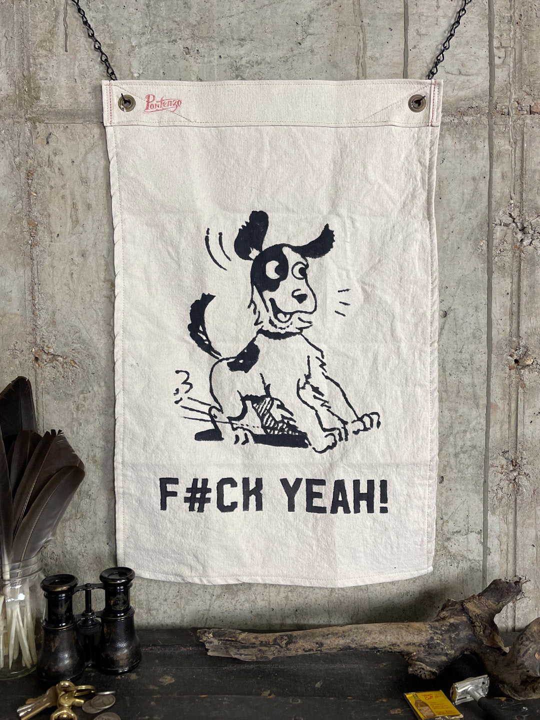 Happy Dog Canvas Flag